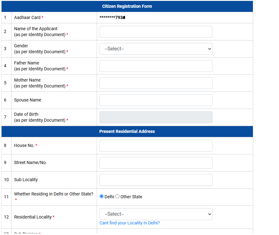 Citizen Registration Form